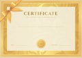 Certificate, Diploma template. Gold award pattern Royalty Free Stock Photo