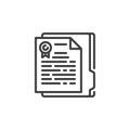 Certificate document line icon