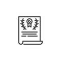 Certificate document line icon