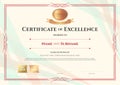 Certificate of excellence template on abstract ribbon background Royalty Free Stock Photo