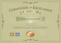 Certificate of excellence template with award ribbon on abstract Royalty Free Stock Photo