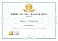 Certificate of excellence template with award ribbon on abstract Royalty Free Stock Photo