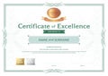 Certificate of excellence template with bronze award ribbon on a Royalty Free Stock Photo