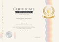 Certificate of excellence template with colorful wave and gold t Royalty Free Stock Photo