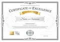 Certificate of excellence template with gold award ribbon on abs