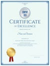 Certificate of excellence template with gold seal Royalty Free Stock Photo