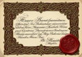 Certificate features elegant, cursive handwriting with an intricate Royalty Free Stock Photo