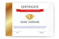 Certificate frame template with badge. Design for Diploma, certificate of appreciation or award vector illustration. Royalty Free Stock Photo