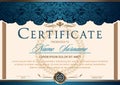 Certificate horizontal in the style of vintage, rococo, baroque in the form of a scene with scenes and columns