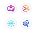 Certificate, 24 hours and Networking icons set. Water analysis sign. Vector