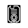 Black solid icon for Certificate, document and award Royalty Free Stock Photo