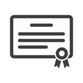 Certificate icon. Minimalistic linear execution of bank securities. Isolated vector on a white background. Royalty Free Stock Photo