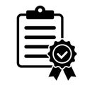Certificate icon. Premium quality symbol. Achievement badge. Tasks done icon. Signed approved document. Project completed. Royalty Free Stock Photo