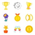 Certificate icons set, cartoon style