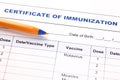 Certificate of immunization