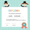 Certificate of kids diploma, preschool,kindergarten template