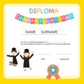 Certificate of kids diploma, preschool,kindergarten template