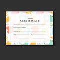 Certificate layout for sewing or crafts course, classes or workshop, vector diploma for graduation. Colorful