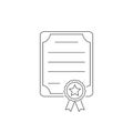 Certificate line icon in flat style. Vector Royalty Free Stock Photo