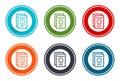 Certificate paper icon flat vector illustration design round buttons collection 6 concept colorful frame simple circle set Royalty Free Stock Photo