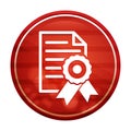 Certificate paper icon realistic diagonal motion red round button illustration