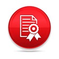 Certificate paper icon shiny luxury design red button vector