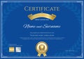 Certificate of participation template in blue theme Royalty Free Stock Photo