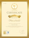 Certificate of participation template in gold color Royalty Free Stock Photo
