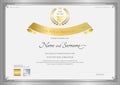 Certificate of participation template in silver border Royalty Free Stock Photo