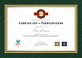 Certificate of participation template in sport theme with rugby Royalty Free Stock Photo