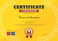 Certificate of participation template in sport yellow theme Royalty Free Stock Photo