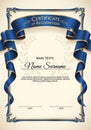 Certificate of Recognition featuring an ornate design with blue and gold elements. A Royalty Free Stock Photo