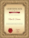 Certificate of Recognition Template with Vintage Floral Frame. Royalty Free Stock Photo