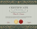 Certificate Of Recognition. Vintage. Floral Frame, Ornaments.