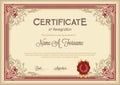 Certificate of Recognition Vintage Floral Frame. Royalty Free Stock Photo