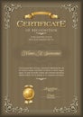 Certificate of Recognition Vintage Frame. Portrait. Royalty Free Stock Photo