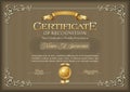 Certificate of Recognition Vintage Frame. Royalty Free Stock Photo