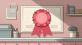 Certificate with Red Ribbon and Decorative Elements on Wall Royalty Free Stock Photo