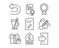 Certificate, Reward and Edit document icons. Keywords, Undo and Surprise package signs. Royalty Free Stock Photo