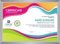 Certificate with stylish colorful wave design