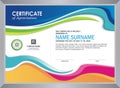 Certificate with stylish colorful wave design