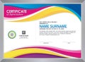 Certificate with stylish colorful wave design