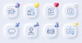 Certificate, Talk bubble and Waterproof line icons. For web app, printing. Vector