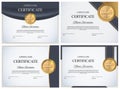 Certificate template Background Collection Set. Award diploma design blank. Vector Illustration Royalty Free Stock Photo