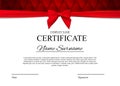 Certificate template Background with red bow. Award diploma design blank. Vector Illustration Royalty Free Stock Photo