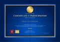 Certificate template in basketball sport theme with blue background and border frame, Diploma design Royalty Free Stock Photo