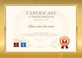 Certificate template in basketball sport theme with gold border Royalty Free Stock Photo