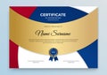 Certificate template blue and gold. Modern online course, diploma, corporate training certificate design