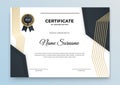 Certificate template blue and gold. Modern online course, diploma, corporate training certificate design