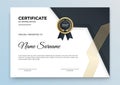 Certificate template blue and gold. Modern online course, diploma, corporate training certificate design